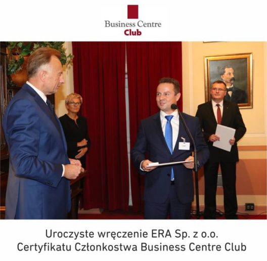 Uroczyste wręczenie ERA Sp. z o.o. Certyfikatu Członkostwa Business Centre Club